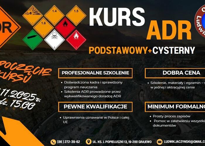 Grajewo ogłoszenia:      KURS ADR PODSTAWOWY + CYSTERNY

     Rozpoczęcie 7...